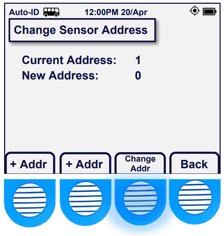 Acclima SDI-12 Sensor Reader Screen with the Change Addr Button Selected