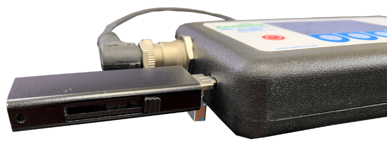 Acclima USB Drive Plugged into TDR Soil Moisture Sensor Reader